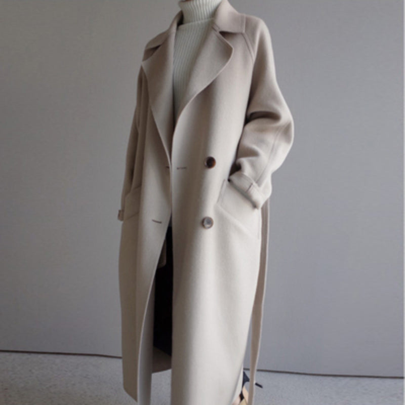 Casual Wool Ladies Jacket - Isabella-Beige-S-Nora Luxe