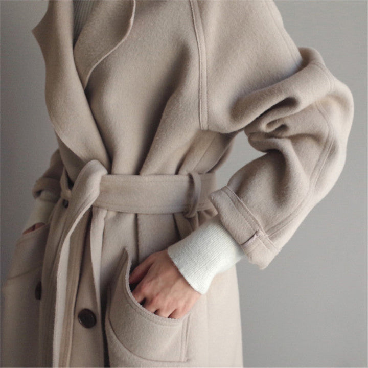 Casual Wool Ladies Jacket - Isabella-Beige-S-Nora Luxe