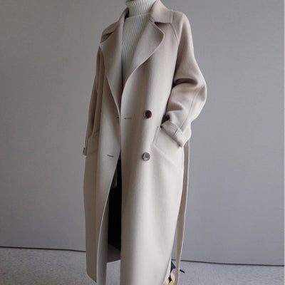 Casual Wool Ladies Jacket - Isabella-Beige-S-Nora Luxe