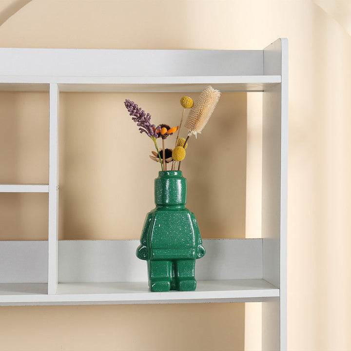 Ceramic Flower Pots Robot - BrickBotanica-Dark green-S-The Livary
