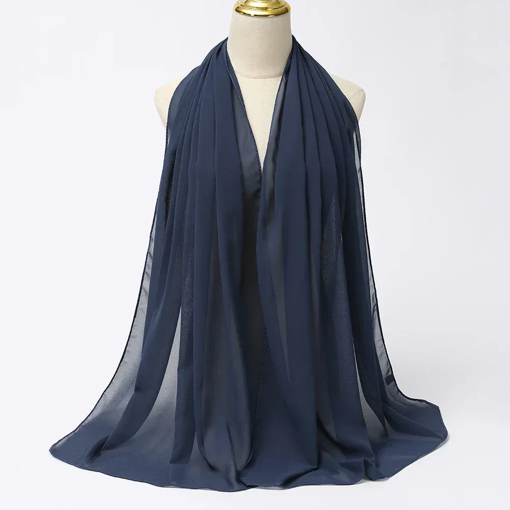 Chiffon Hijab Scarf – Leilani-Dark blue-Nora Luxe