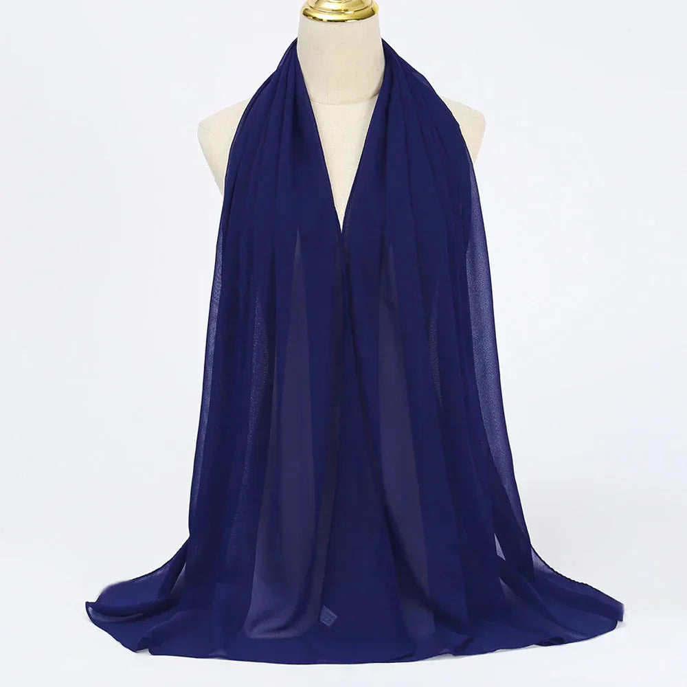Chiffon Hijab Scarf – Leilani-Night blue-Nora Luxe