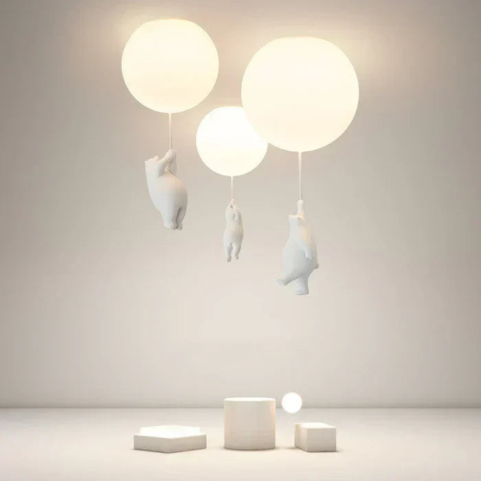 Children's Ceiling Lamp with Bear and Balloon - CloudBear-Warm White-5.91 in-A-Nora Luxe