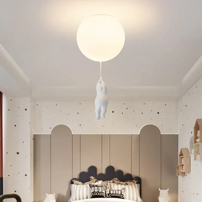 Children's Ceiling Lamp with Bear and Balloon - CloudBear-Warm White-5.91 in-A-Nora Luxe