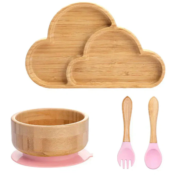 Children's Tableware Set with Suction Cup - EcoFeast-Lamb White-Nora Luxe