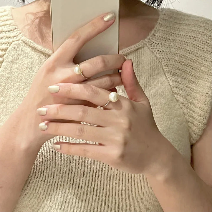Classic Adjustable Pearl Ring - Sofia-White-Nora Luxe