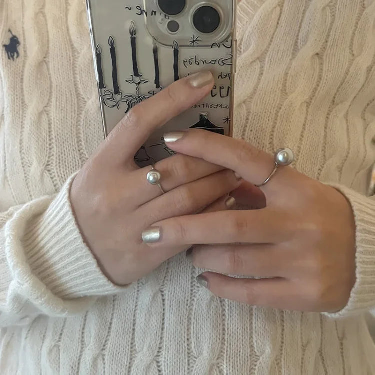 Classic Adjustable Pearl Ring - Sofia-White-Nora Luxe