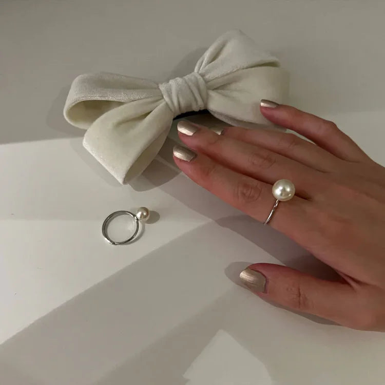 Classic Adjustable Pearl Ring - Sofia-White-Nora Luxe