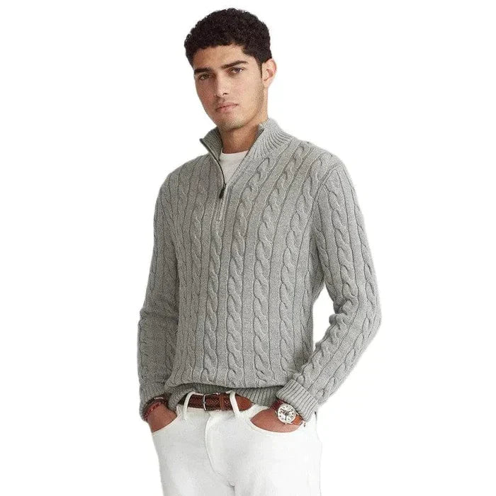 Classic Cable Sweater for Men - Henry-Light Blue-S-Nora Luxe