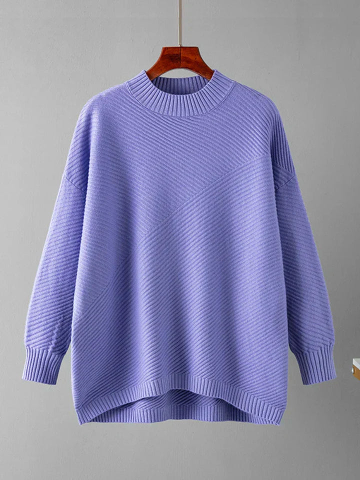 Classic Knitted Women's Sweater - Evelina-Purple-Nora Luxe