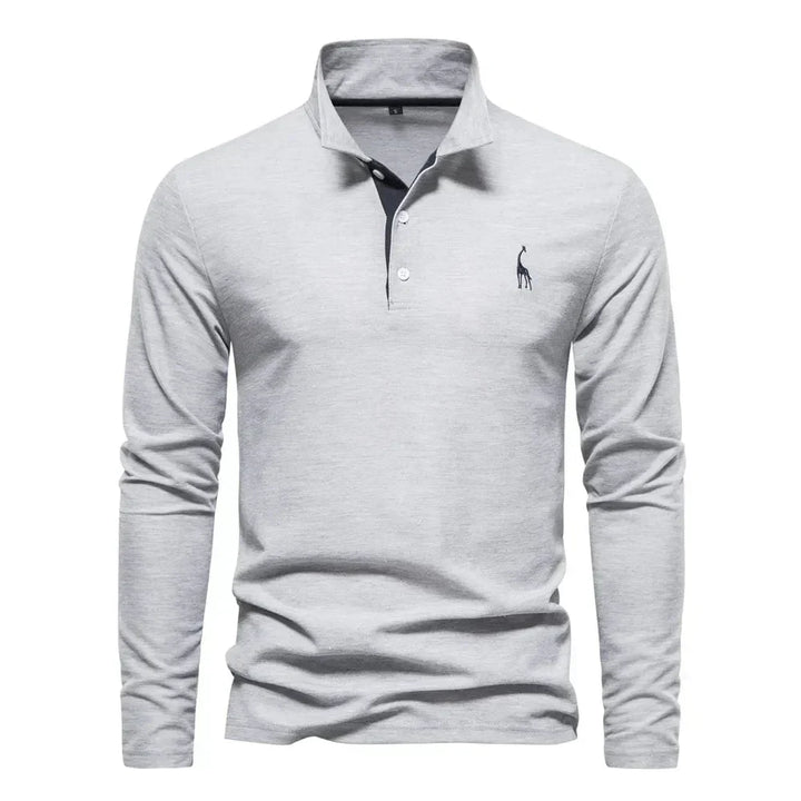 Classic Men's Long Sleeve Polo Shirt - Felix-Gray-S-Nora Luxe