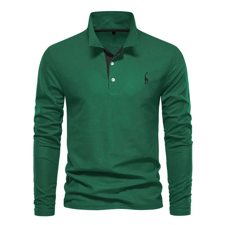 Classic Men's Long Sleeve Polo Shirt - Felix-Green-S-Nora Luxe