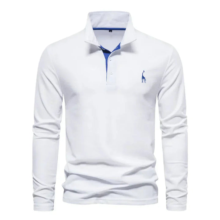 Classic Men's Long Sleeve Polo Shirt - Felix-White-S-Nora Luxe