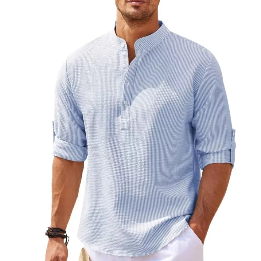 Classic men's shirt with a relaxed fit – Lennox-Blue-S-Nora Luxe