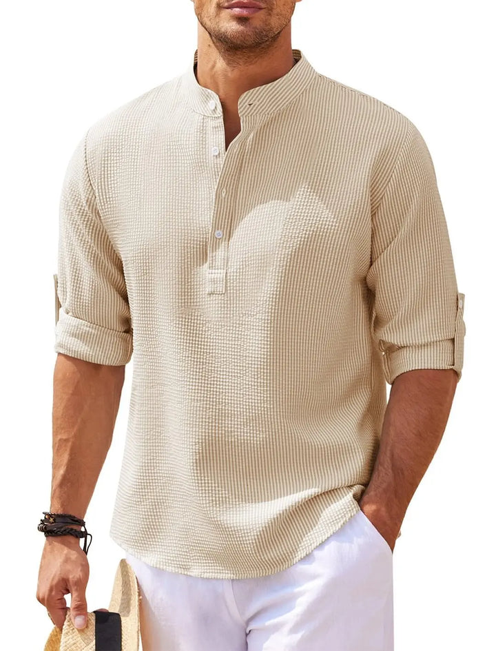 Classic men's shirt with a relaxed fit – Lennox-Khaki-S-Nora Luxe