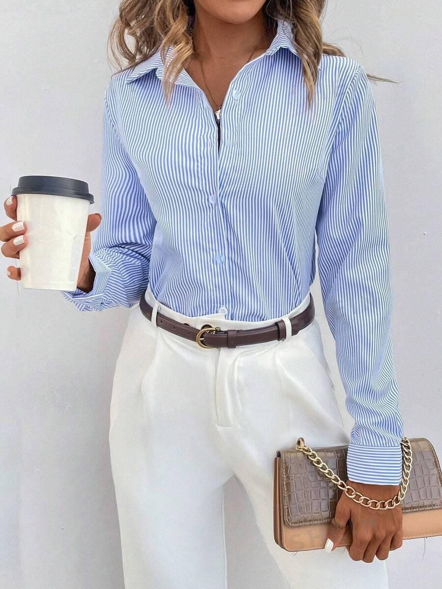 Classic Striped Women's Blouse - Larissa-XS-Nora Luxe