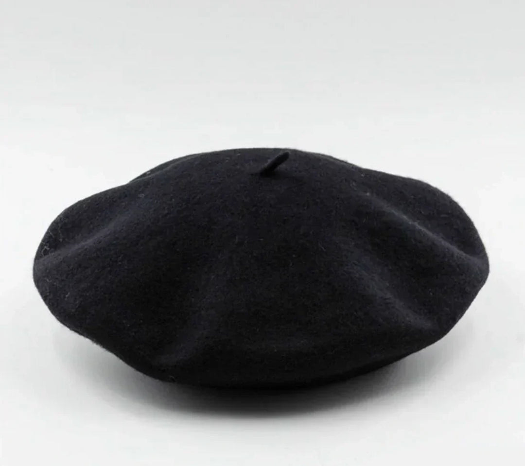 Classic Wool Beret - Marlene-Black-Nora Luxe