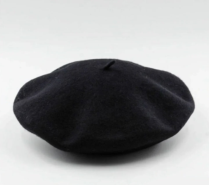 Classic Wool Beret - Marlene-Black-Nora Luxe