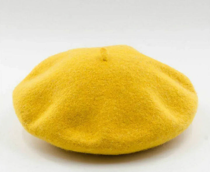 Classic Wool Beret - Marlene-Yellow-Nora Luxe
