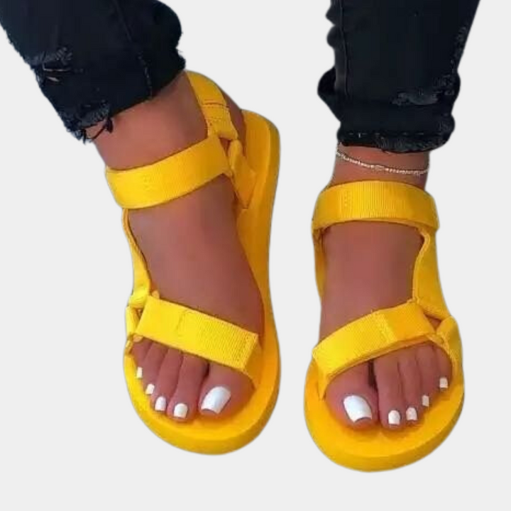 Colour Block Women's Sandals with Comfort Sole – Chloé-Yellow-3-State of Style