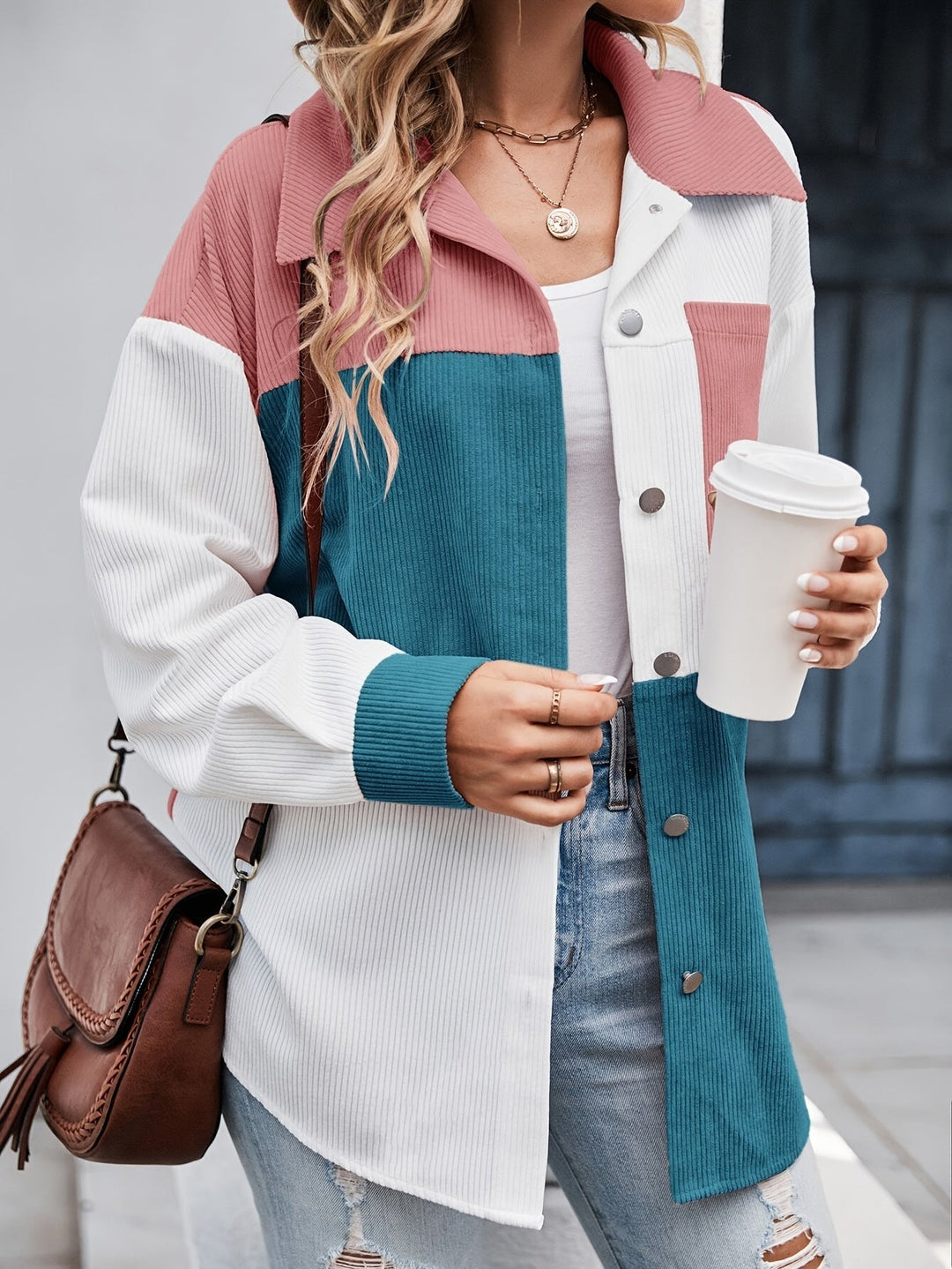Colourful Blouse with Button Closure - Lina-Green/Pink-S-Nora Luxe