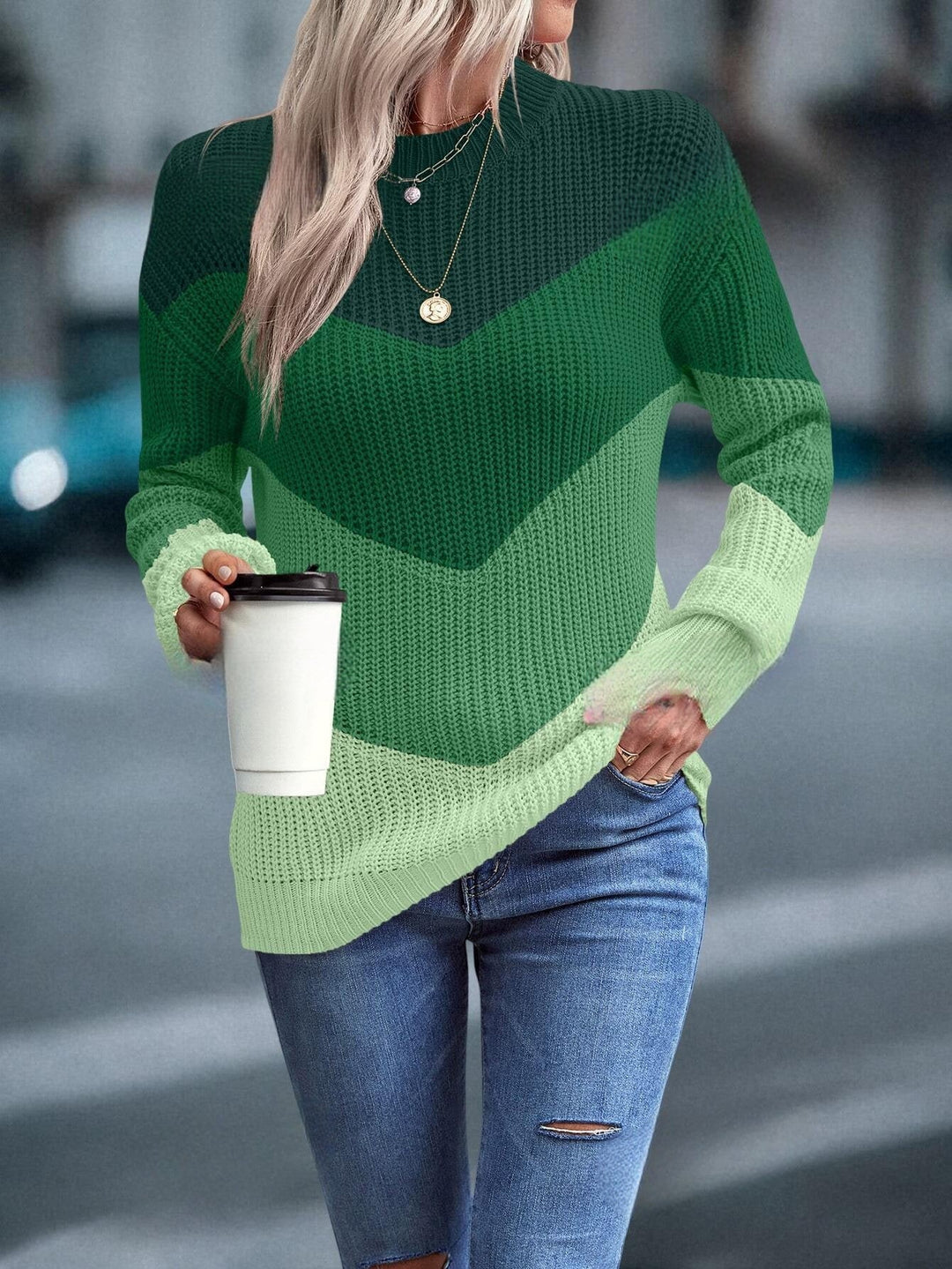 Colourful Crew Neck Sweater - Emmeline-S-Nora Luxe