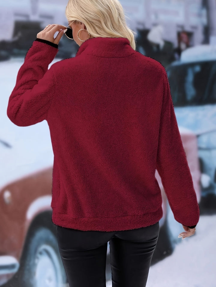 Colourful Sweatshirt with Half Zip - Vera-White-S-Nora Luxe