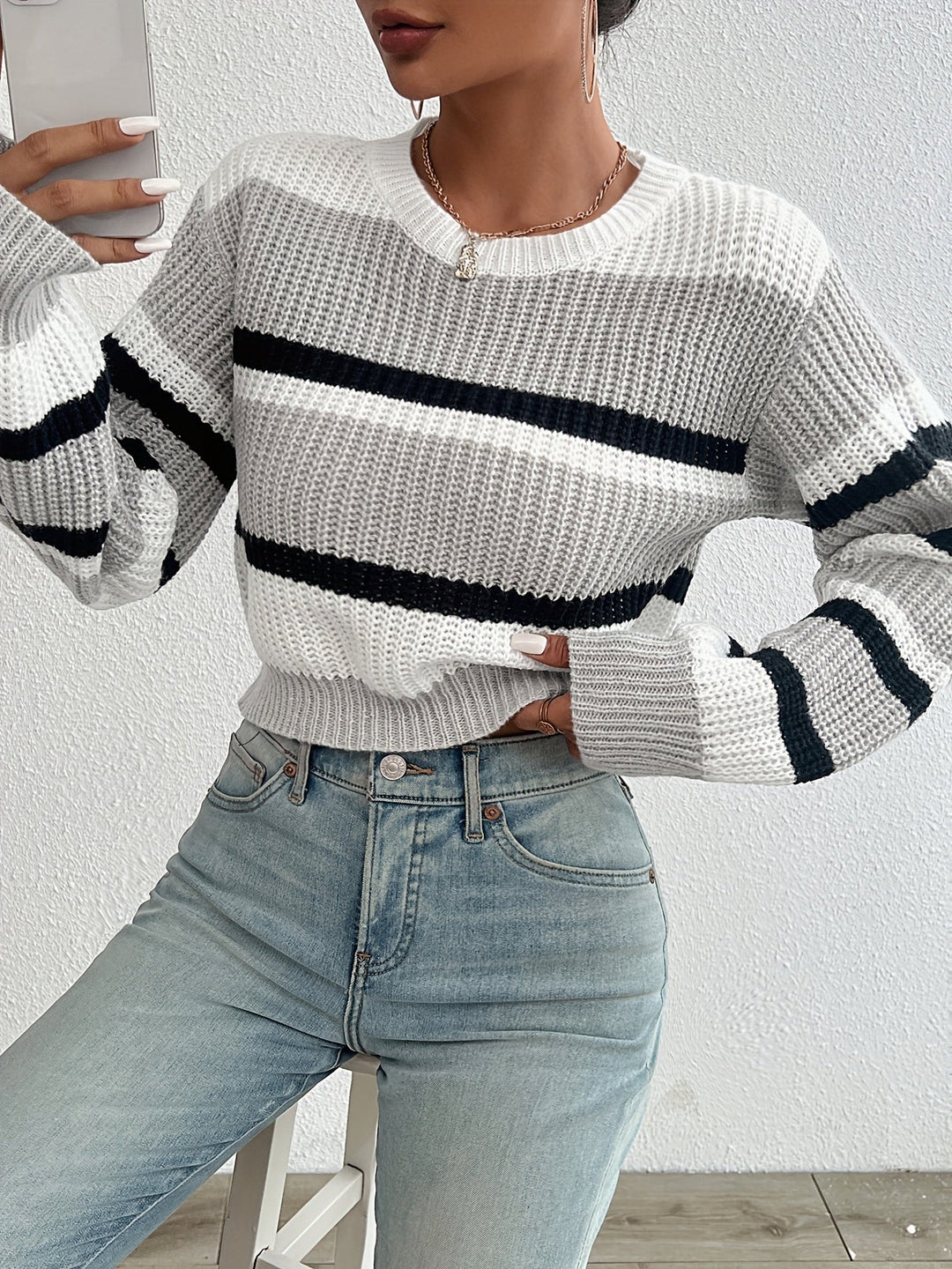 Comfortable and Stylish Knitted Sweater - Sienna-Gray-S-Nora Luxe
