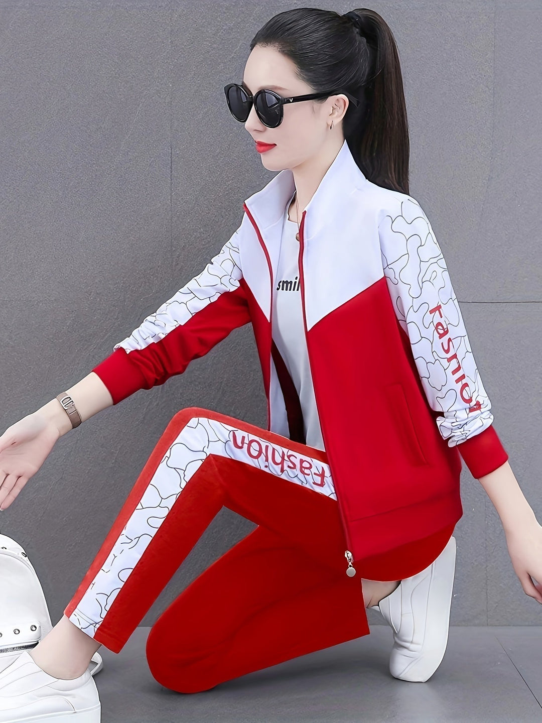 Comfortable and Stylish Tracksuit for Women - Sabine-Orange - White-M-Nora Luxe