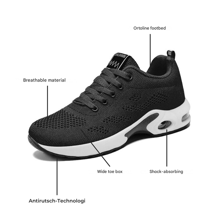 Comfortable & Breathable Orthopedic Women's Sneakers – Marlene-Black-3-Nora Luxe