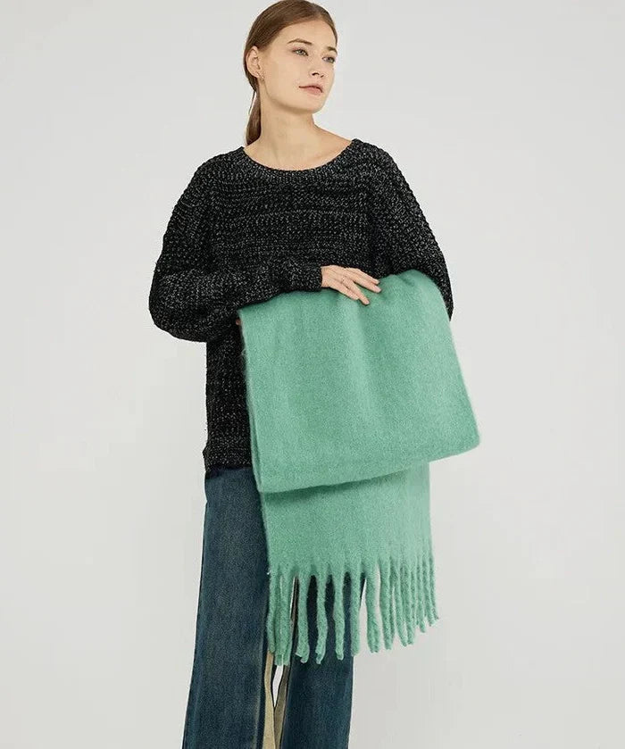 Comfortable Cashmere Scarf for Women - Eloise-Mint Green-Nora Luxe