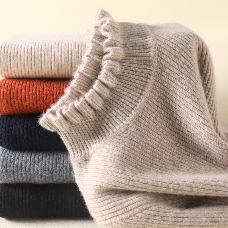 Comfortable Cashmere Women's Turtleneck - Aurélie-Brown-S-Nora Luxe