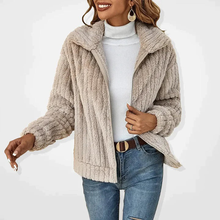Comfortable Fleece Ladies' Jacket - Charlotte-Apricot-S-Nora Luxe
