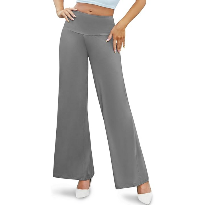 Comfortable High Waist Wide Palazzo Trousers - Oriana-Dark Gray-S-Nora Luxe