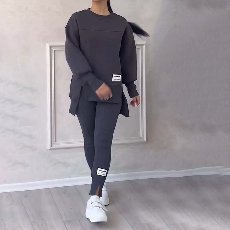 Comfortable Ladies Clothing Set - Elin-Dark gray-S-Nora Luxe