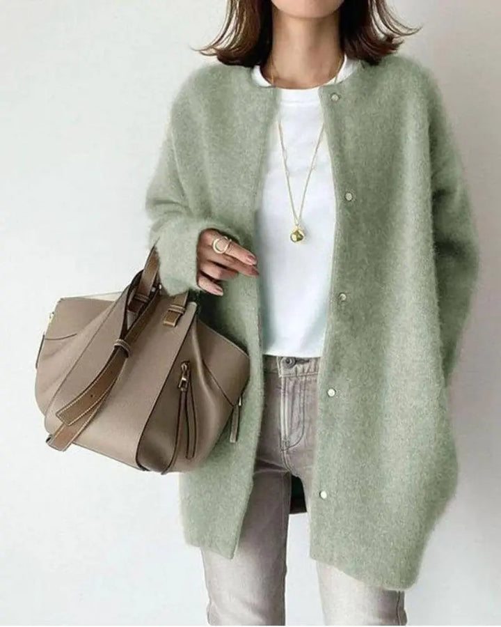 Comfortable Ladies' Jacket made of Wool and Mohair - Eloise-Green-S-Nora Luxe
