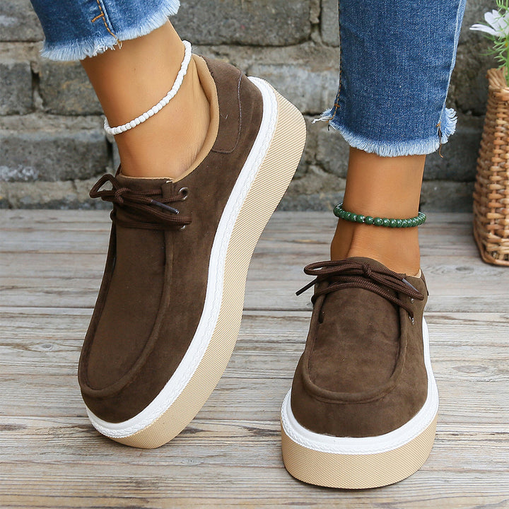 Comfortable ladies' lace-up shoes with cushioning – Aveline-Dark brown-3.5-Nora Luxe