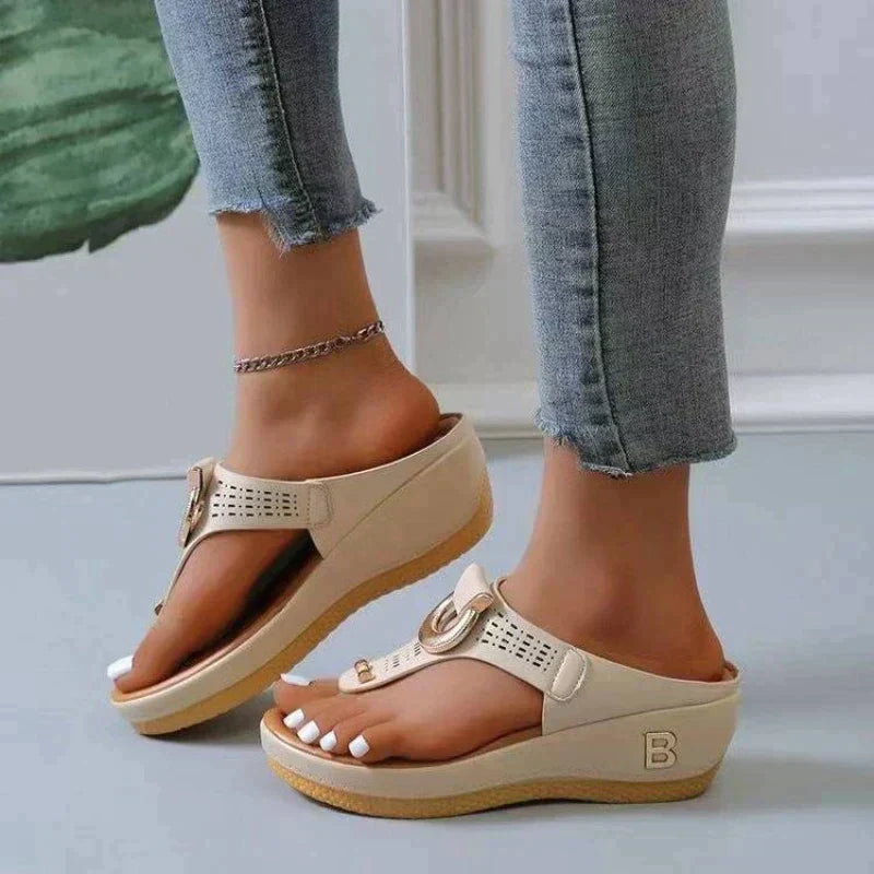 Comfortable Ladies' Sandals with Supportive Fit – Talia-Cream-3-State of Style
