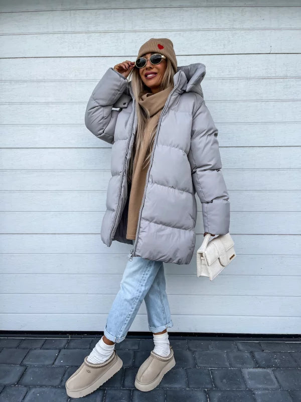 Comfortable Ladies Winter Coat - Aurora Luxe-Gray-S-Nora Luxe