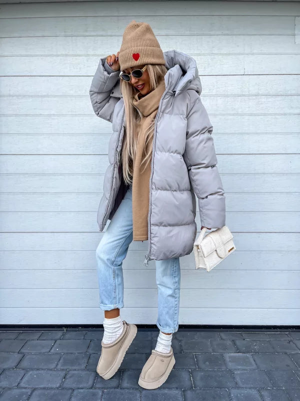 Comfortable Ladies Winter Coat - Aurora Luxe-Gray-S-Nora Luxe