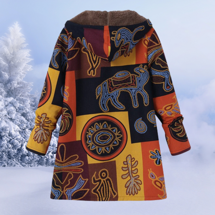 Comfortable Ladies Winter Coat with Floral Print - Ivy-Multicolored-S-Nora Luxe