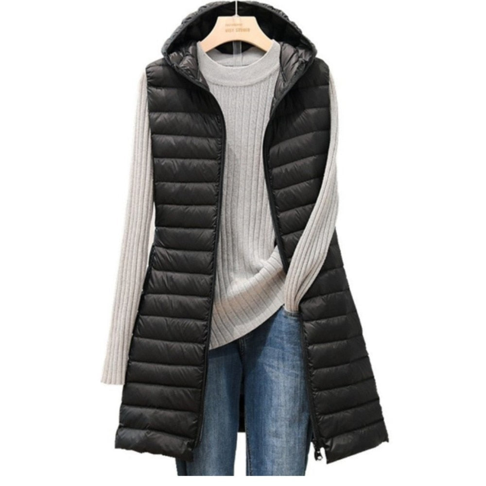 Comfortable Long Women's Gilet - Rianne-Black-S-Nora Luxe