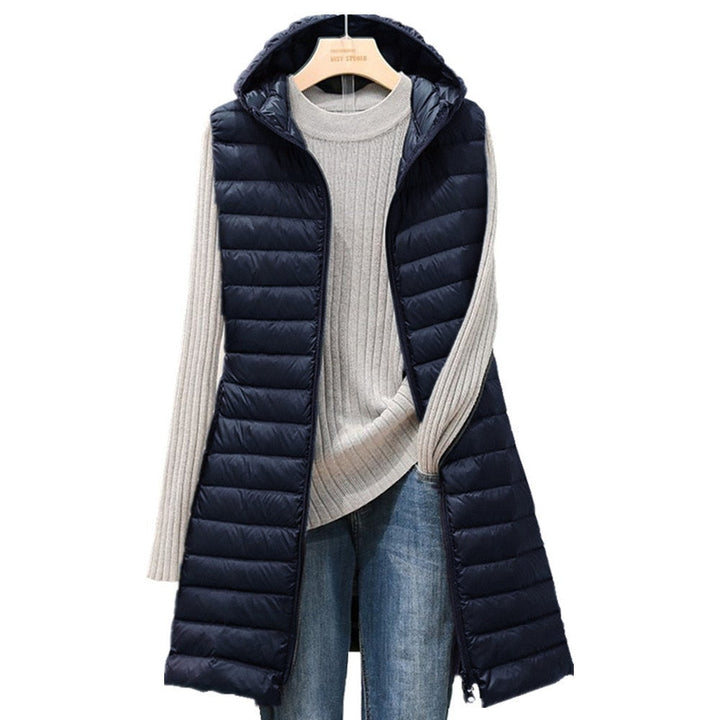 Comfortable Long Women's Gilet - Rianne-Dark Blue-S-Nora Luxe