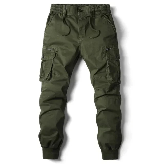 Comfortable Men's Cargo Trousers - Noah-Army Green-29-Nora Luxe