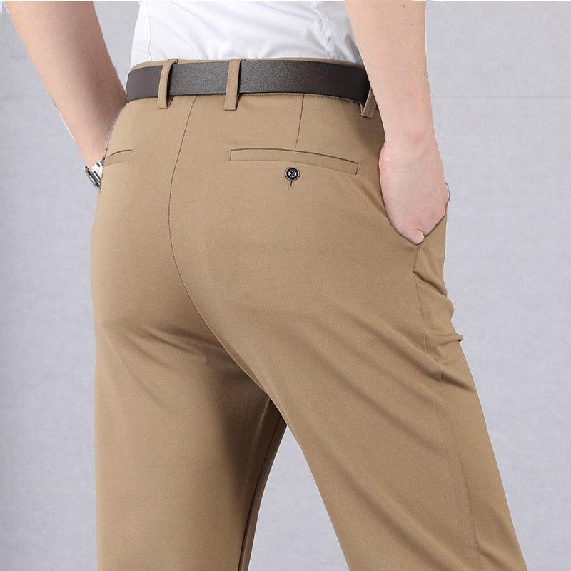 Comfortable Men's Stretch Trousers - Oliver-Khaki-29-Nora Luxe