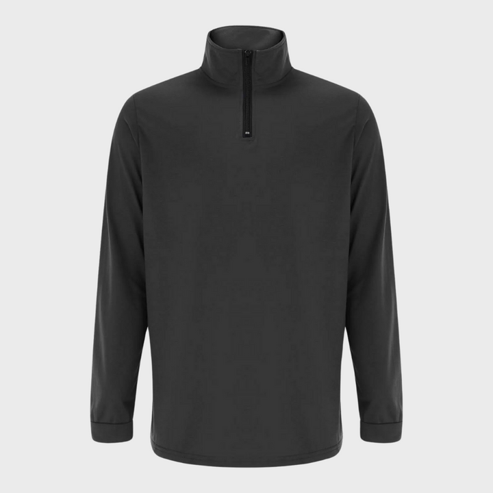 Comfortable Men's Sweater with Zip and Low Collar - Sven-Black-S-Nora Luxe