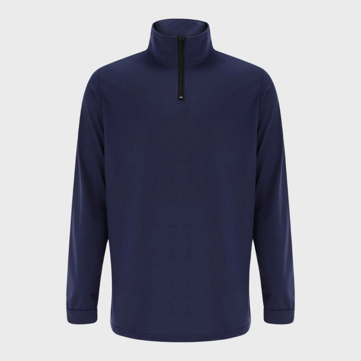Comfortable Men's Sweater with Zip and Low Collar - Sven-Black-S-Nora Luxe