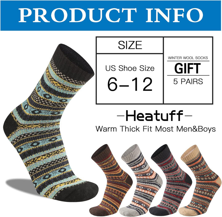 Comfortable Men's Thermal Socks (5 Pairs) - Kevin-Multicolored 1-Nora Luxe