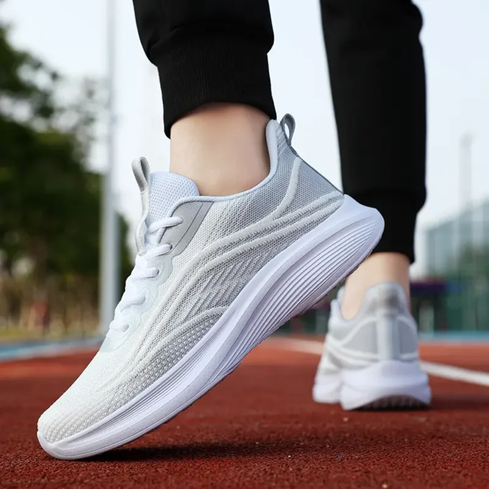 Comfortable Orthopaedic Sneakers - AeroStride-2.5-White-Grey-Nora Luxe