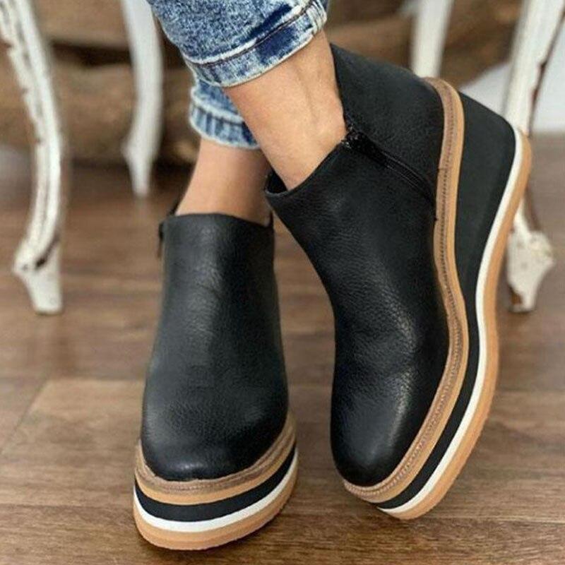 Comfortable Platform Ankle Boots - Mira-Black-4.5-The Livary